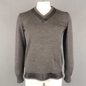 UNDERCOVER Size L Charcoal Solid Wool V-Neck Pullover